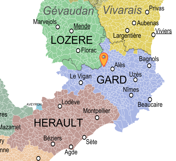 Commune de Saint-Paul sur la carte du Languedoc